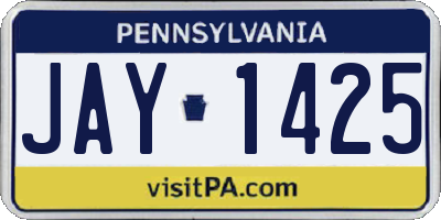 PA license plate JAY1425