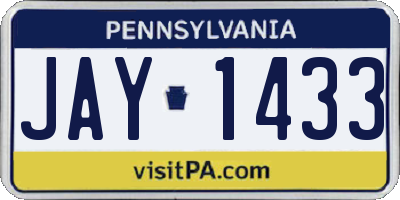 PA license plate JAY1433