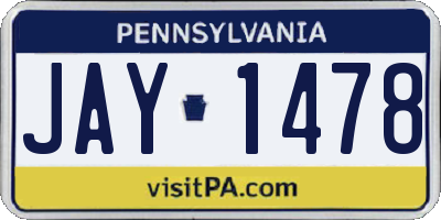 PA license plate JAY1478