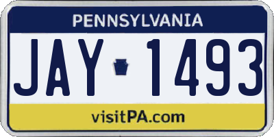 PA license plate JAY1493