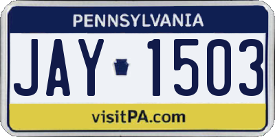 PA license plate JAY1503