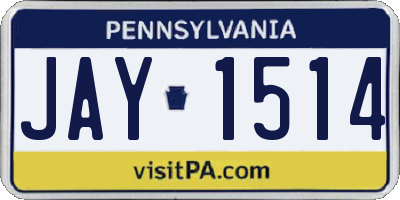 PA license plate JAY1514