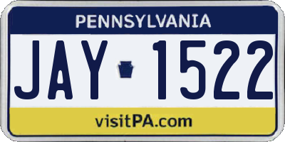 PA license plate JAY1522
