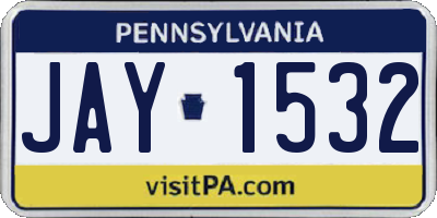 PA license plate JAY1532