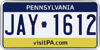 PA license plate JAY1612