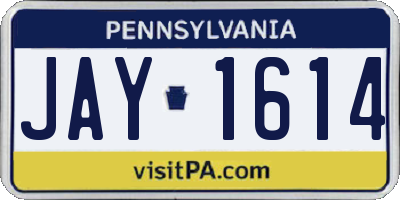 PA license plate JAY1614