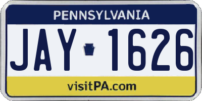 PA license plate JAY1626