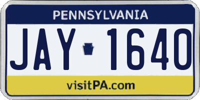 PA license plate JAY1640
