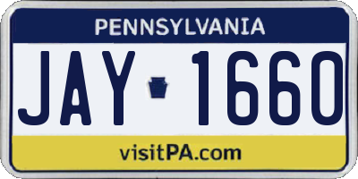 PA license plate JAY1660