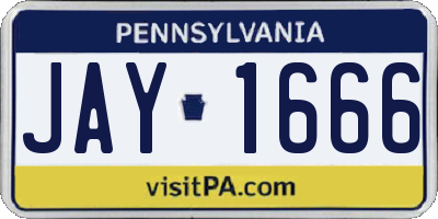 PA license plate JAY1666