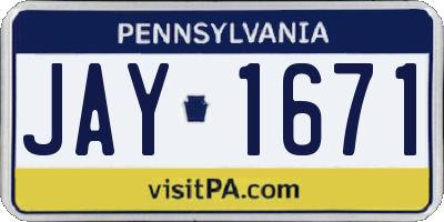 PA license plate JAY1671
