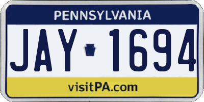 PA license plate JAY1694