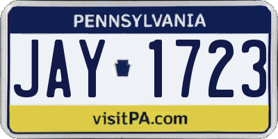 PA license plate JAY1723