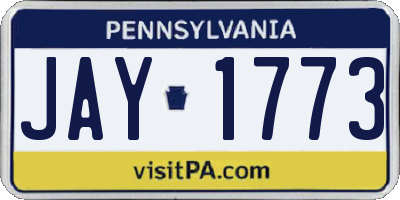PA license plate JAY1773