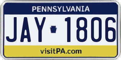 PA license plate JAY1806