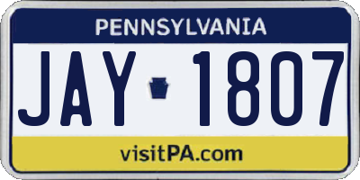 PA license plate JAY1807