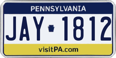 PA license plate JAY1812