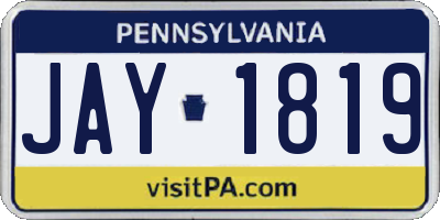 PA license plate JAY1819