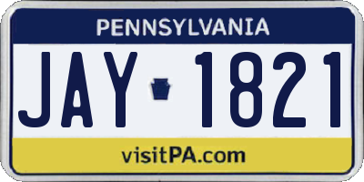 PA license plate JAY1821