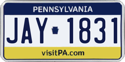 PA license plate JAY1831