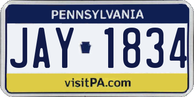 PA license plate JAY1834