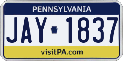 PA license plate JAY1837