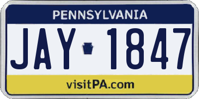 PA license plate JAY1847