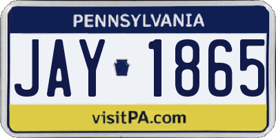 PA license plate JAY1865