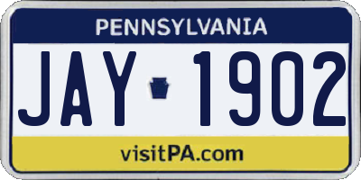 PA license plate JAY1902
