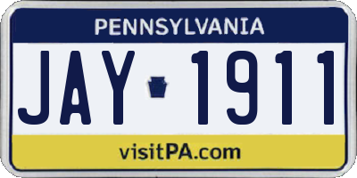 PA license plate JAY1911