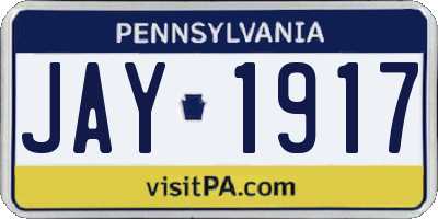 PA license plate JAY1917