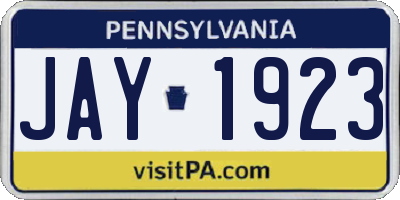 PA license plate JAY1923