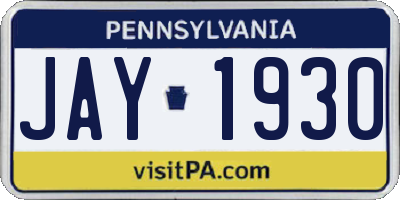 PA license plate JAY1930