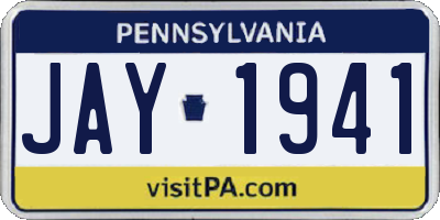 PA license plate JAY1941