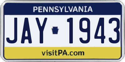 PA license plate JAY1943