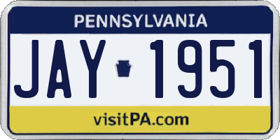 PA license plate JAY1951