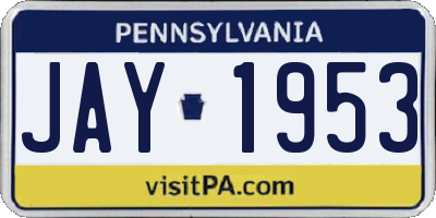 PA license plate JAY1953