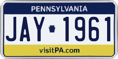 PA license plate JAY1961
