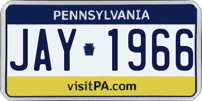 PA license plate JAY1966