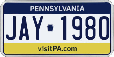 PA license plate JAY1980