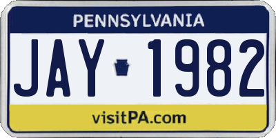 PA license plate JAY1982