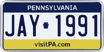 PA license plate JAY1991