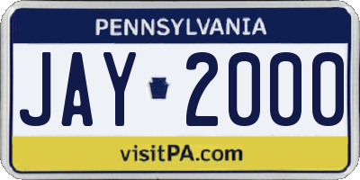 PA license plate JAY2000