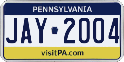 PA license plate JAY2004