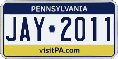 PA license plate JAY2011