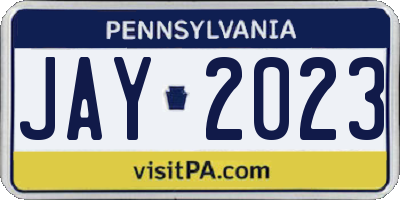 PA license plate JAY2023