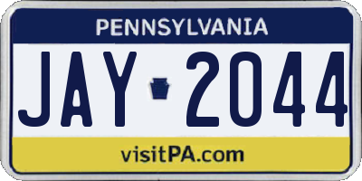 PA license plate JAY2044