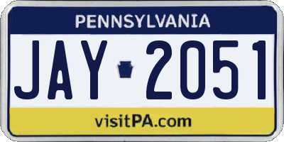 PA license plate JAY2051