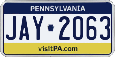 PA license plate JAY2063