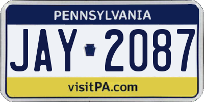 PA license plate JAY2087